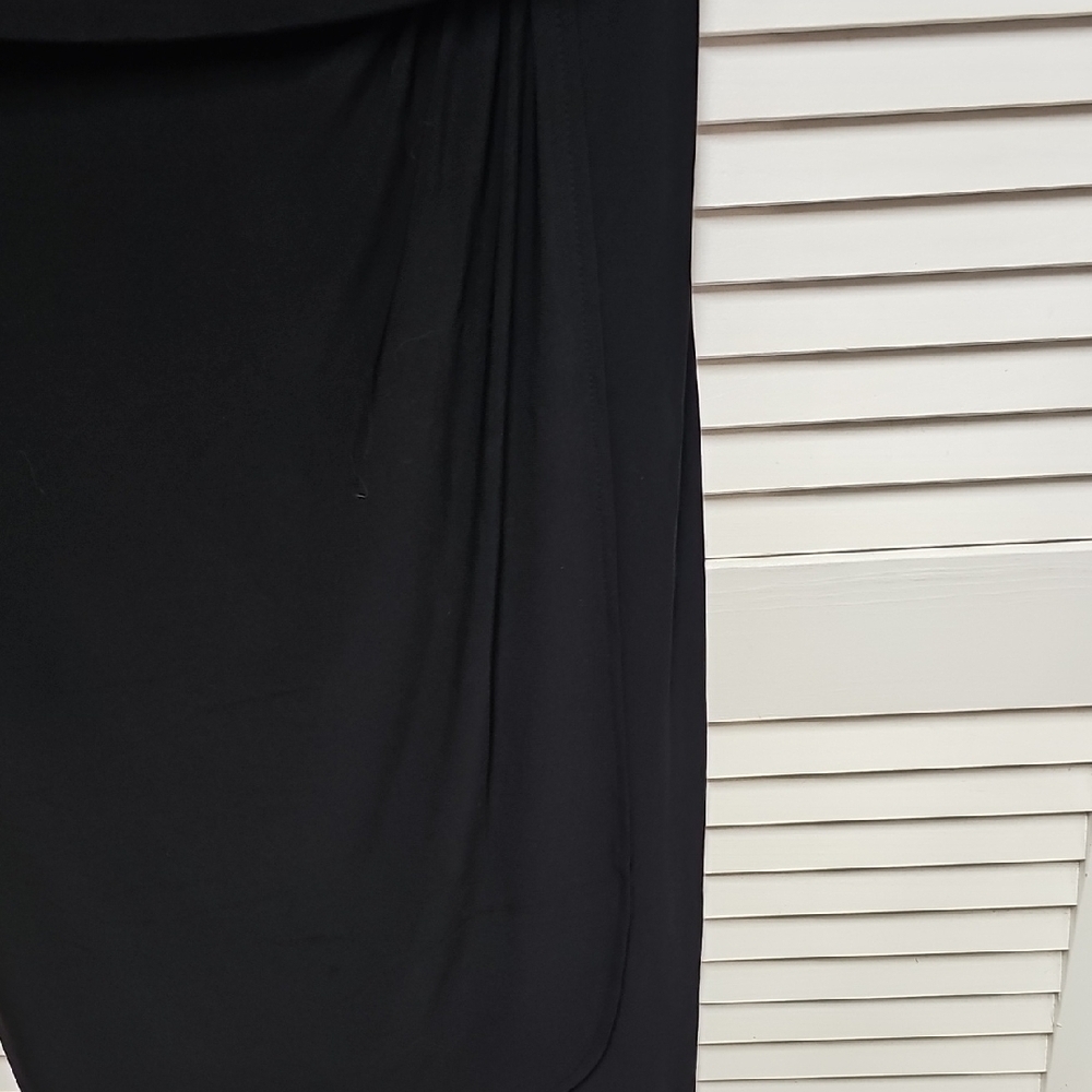 NWT American Living Black Sequin-Trim Cap-Sleeve Midi Dress Wrap Style Skirt 10 - Picture 4 of 10
